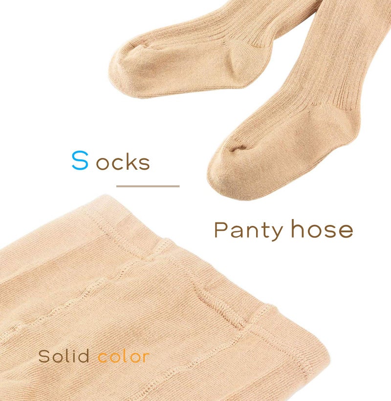 CHUNG Toddlers Little Girls Autumn Winter Cotton Footed Tights Stretchy Soft School Leggings Stockings,2T,Beige - Image 5